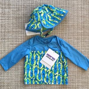 Patagonia Rash Guard and Sun Hat (size 3-6m)
